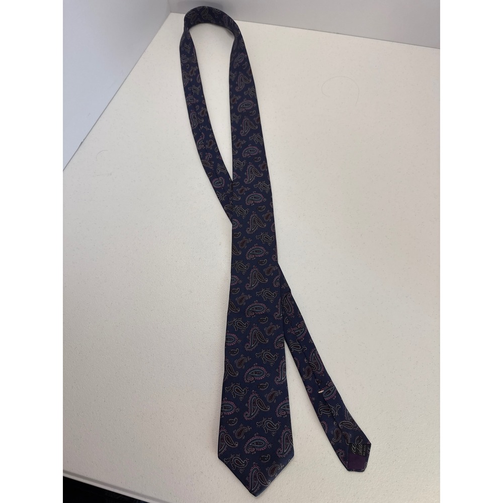 Holmes Store for Men Navy Blue Paisley 100% Silk Necktie Formal Business Tie